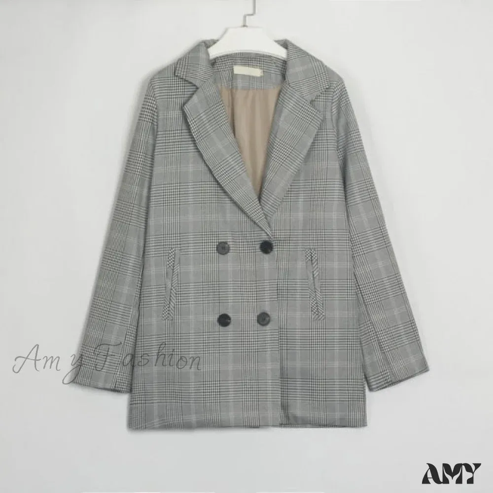 Amy Fashion - Turn Down Collar Pockets Female OL Chic Blazer