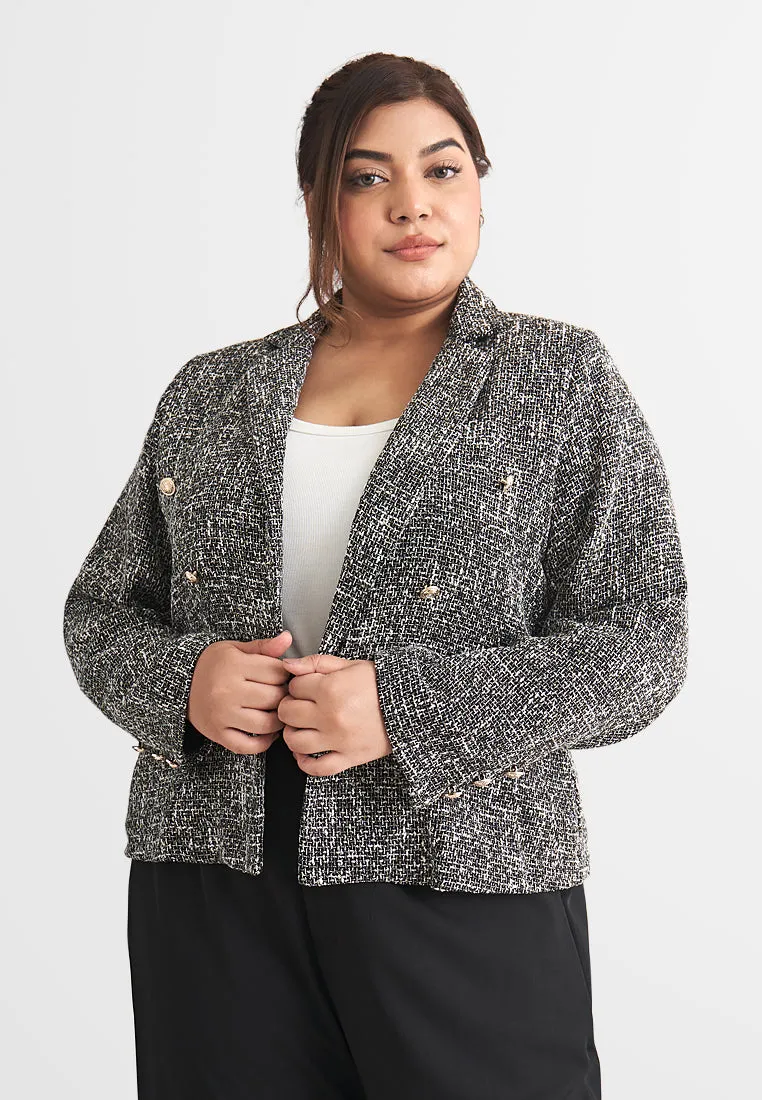 Andy Glam Stitch Tweed Open Jacket