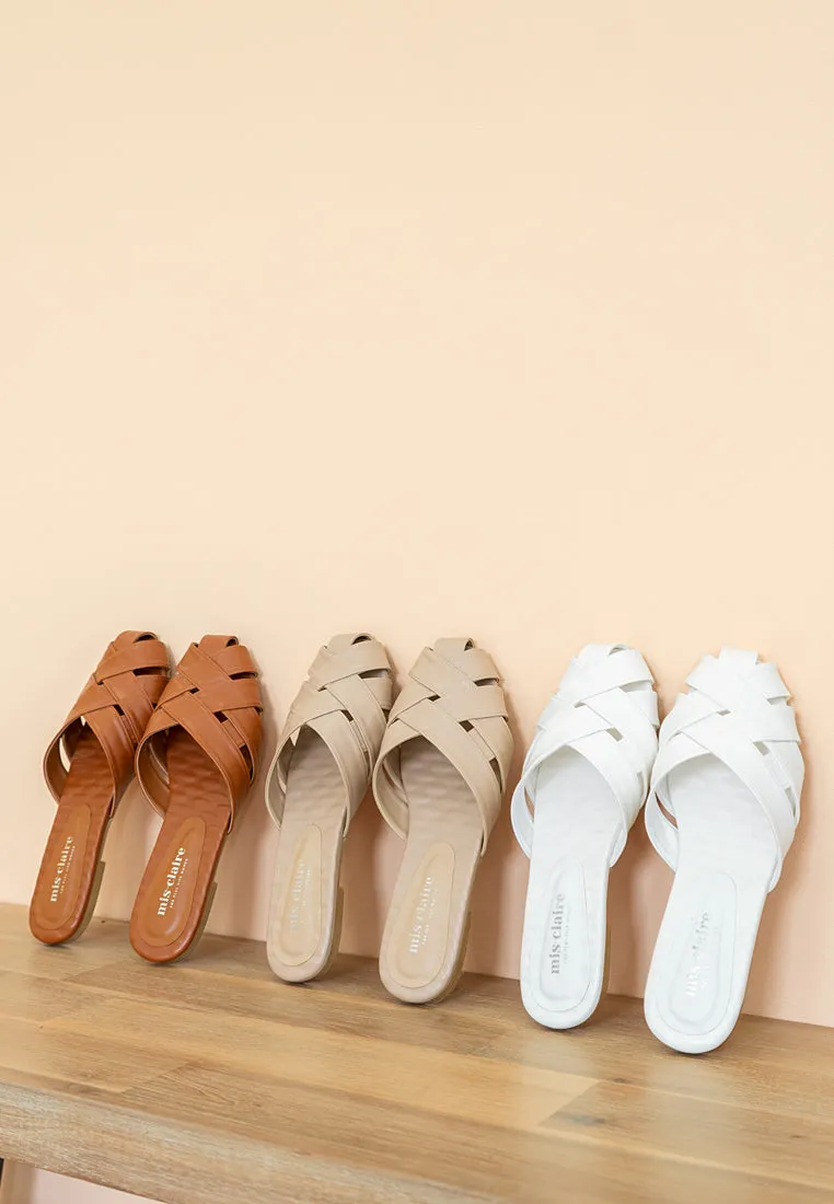 Anyam Woven-like Slip on Sandals - Beige