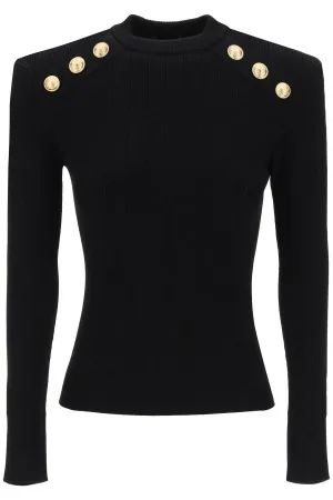 BALMAIN crew-neck sweater with buttons