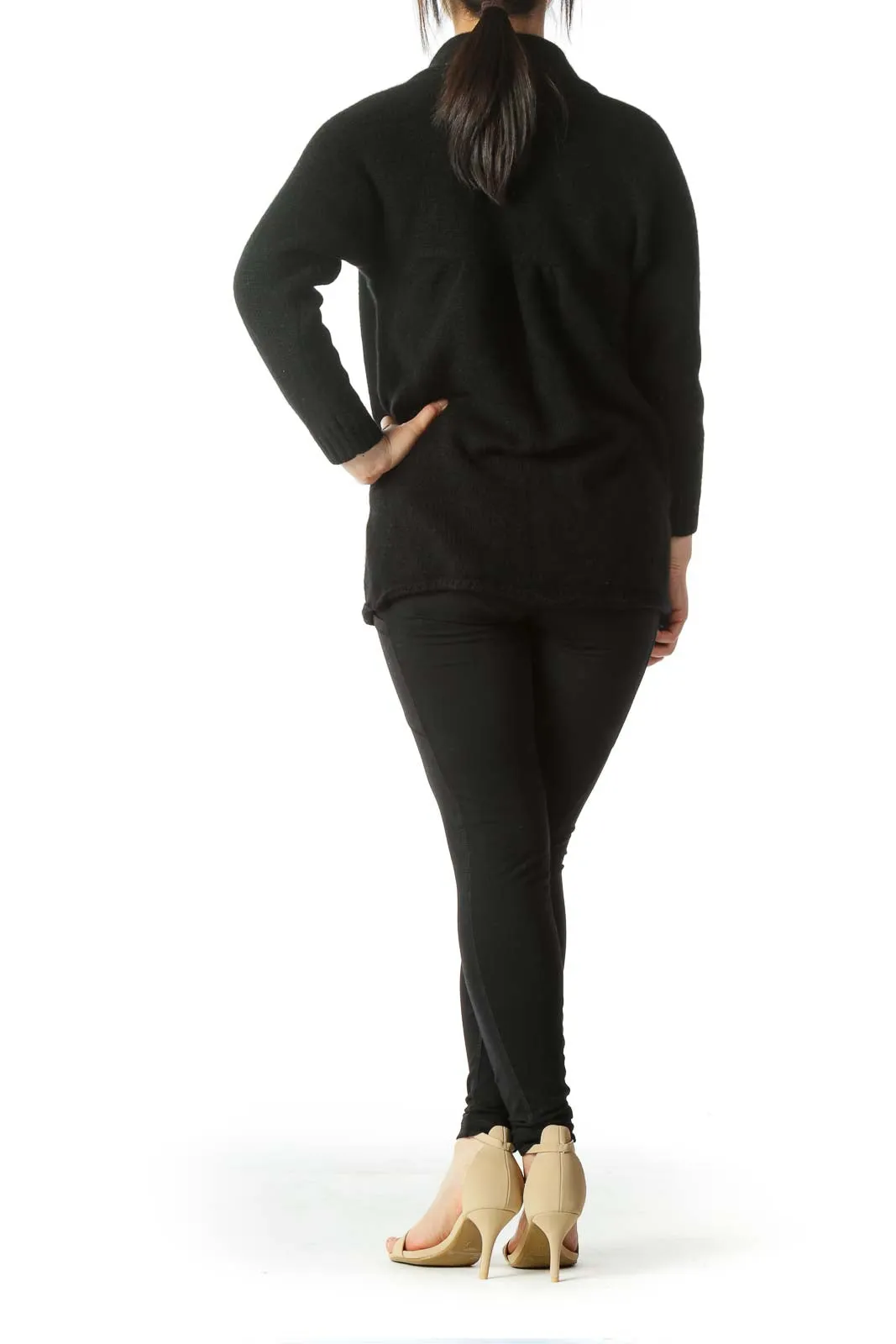 Black 100% Cashmere Soft Long Sleeve Cardigan