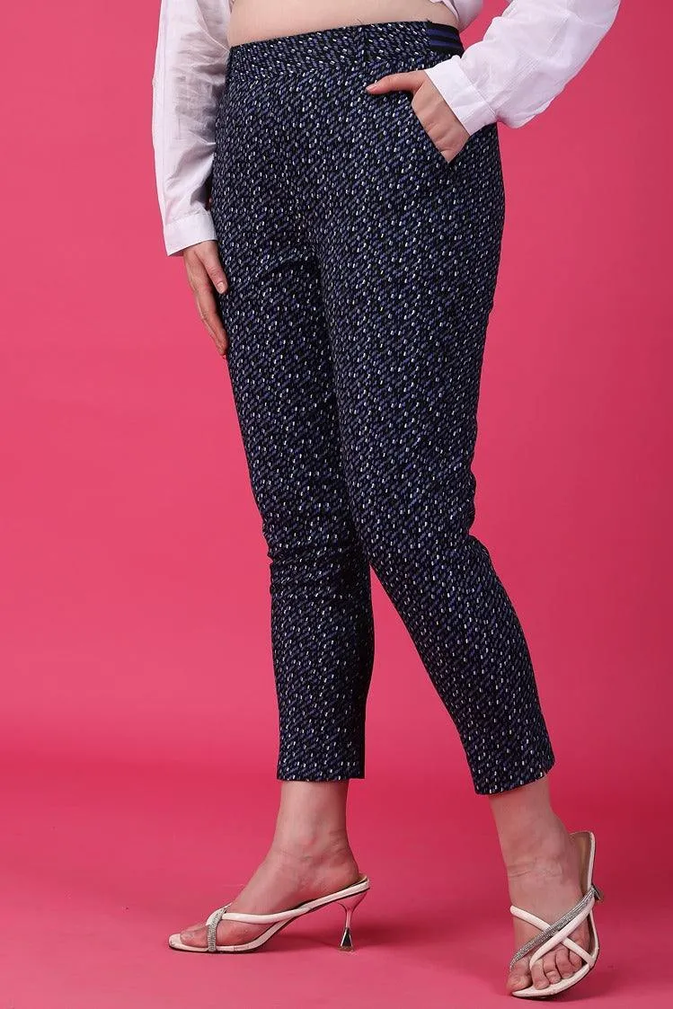 Black & Blue Dash Printed Pants