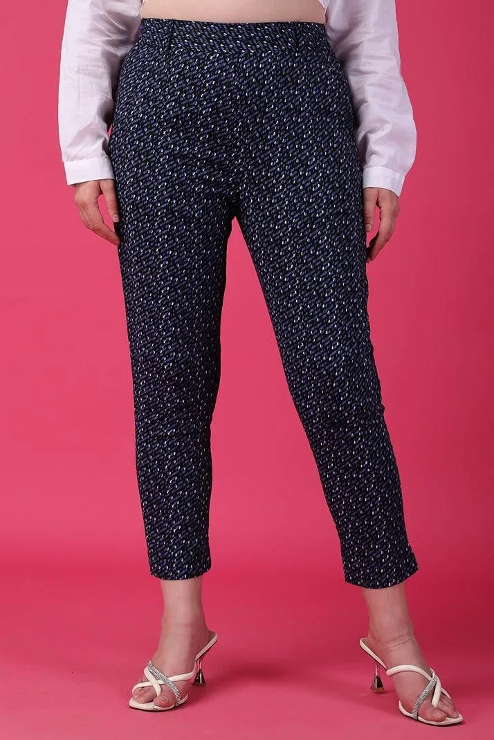 Black & Blue Dash Printed Pants