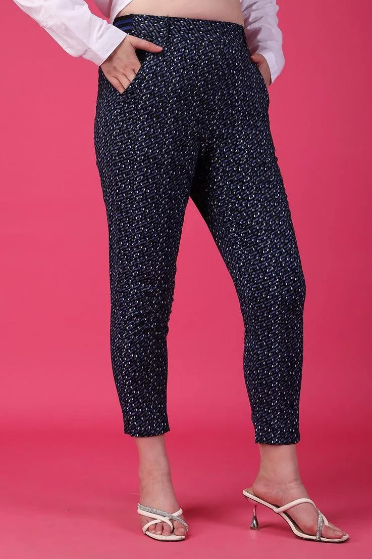 Black & Blue Dash Printed Pants