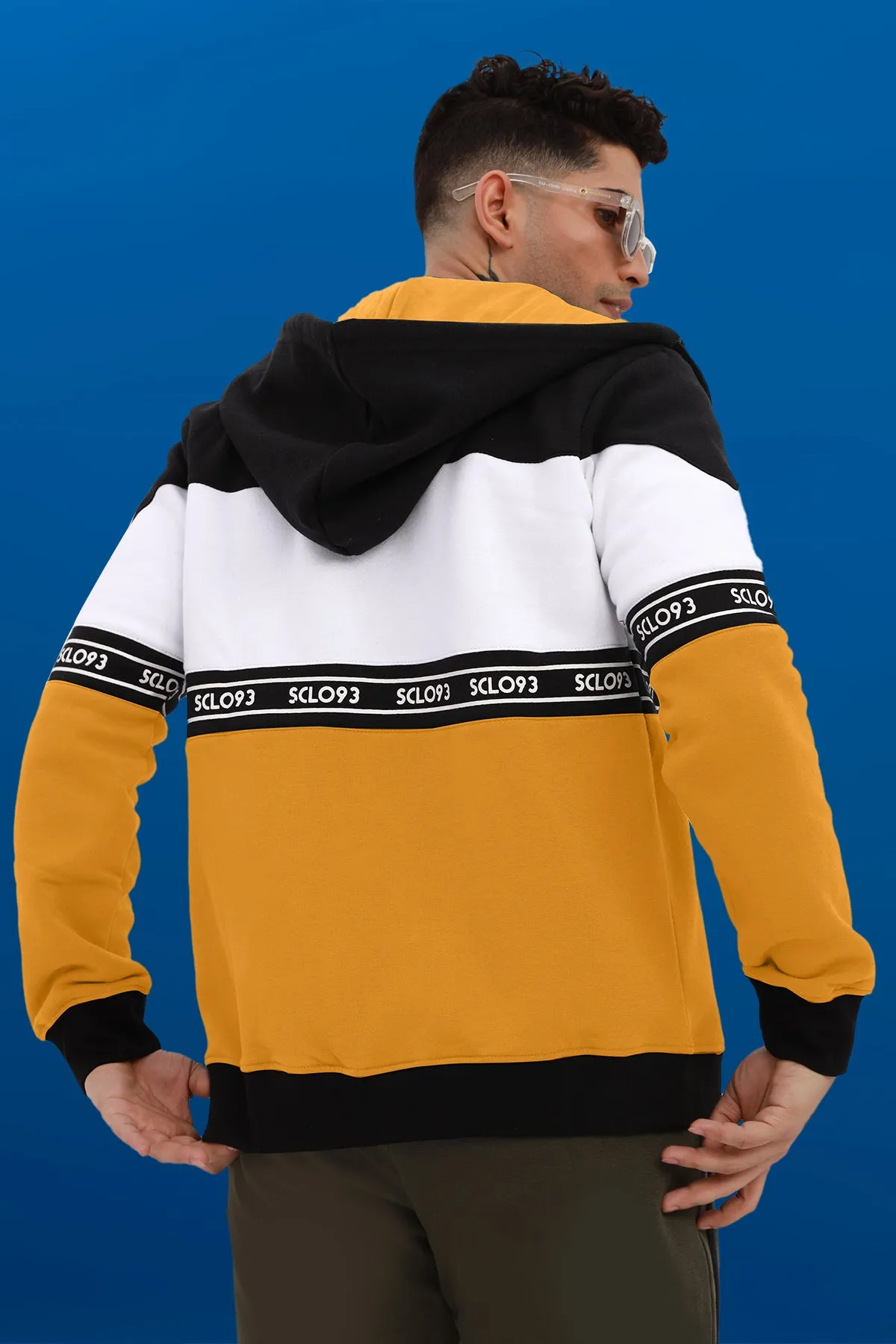 Black & Yellow Sclo93 Graphic Zipper Hoodie - W23 - MH0062R