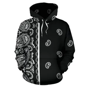 Black Bandana Pullover Hoodie