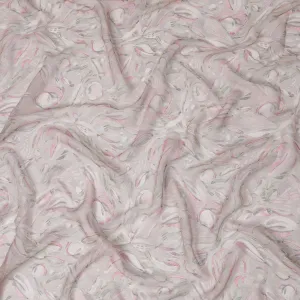 Blush Flora Synthetic Chiffon Fabric, Whimsical Pink Patterns, 110cm Wide - Buy in meters Online-D18117