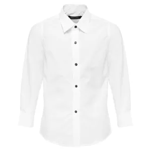 Boys White Premium Shirt With Black Buttons