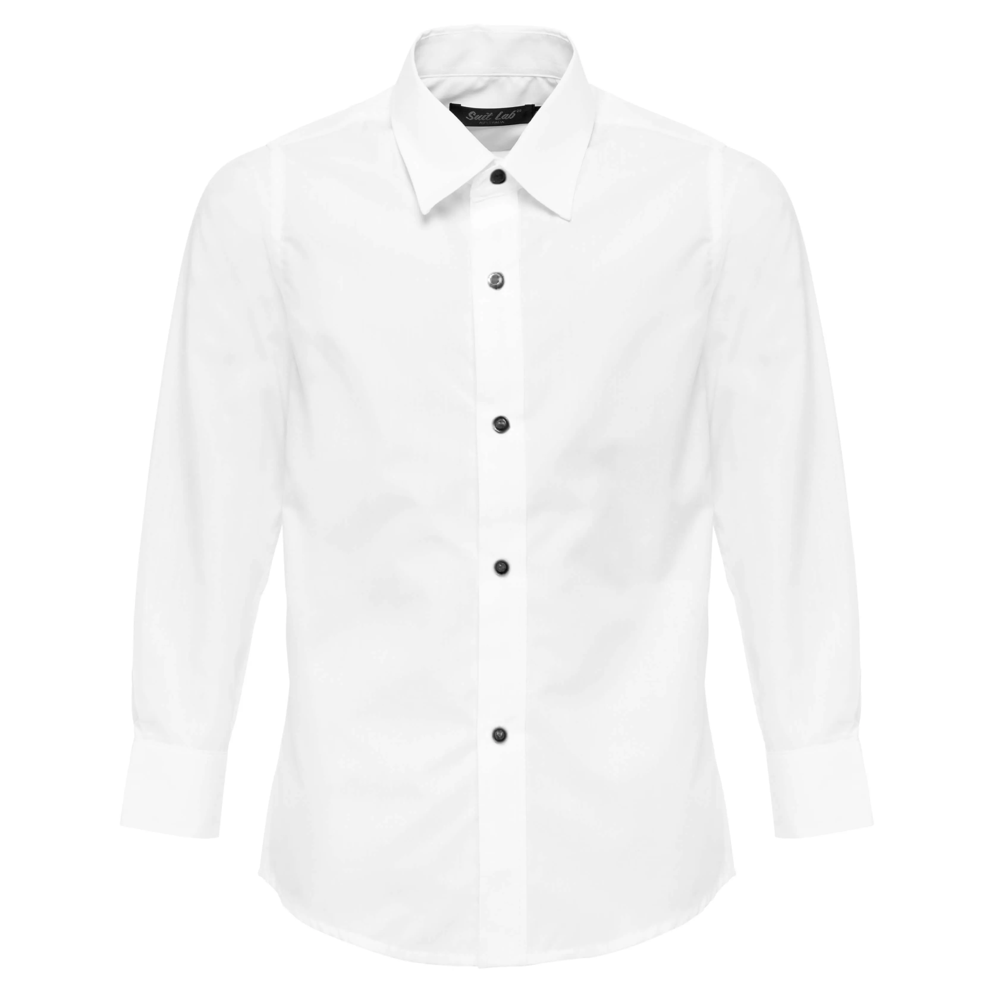 Boys White Premium Shirt With Black Buttons