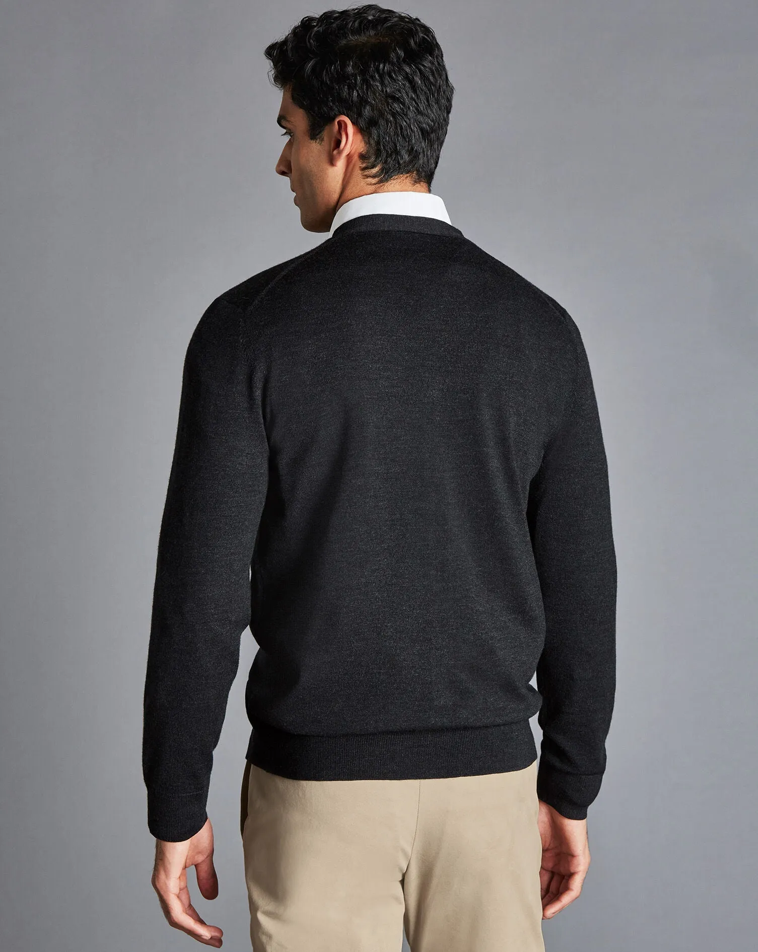 Charcoal Grey Pure Merino Cardigan