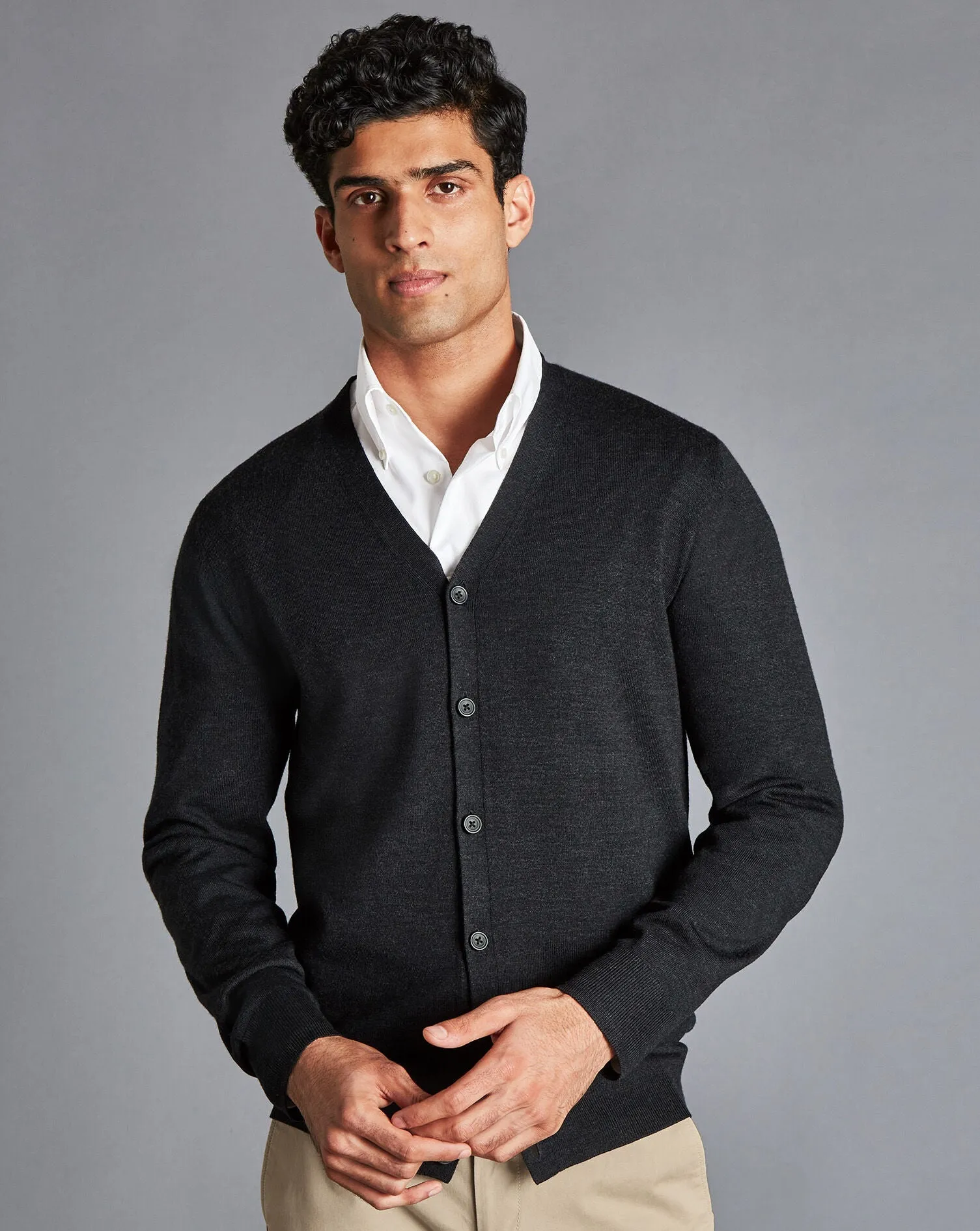 Charcoal Grey Pure Merino Cardigan