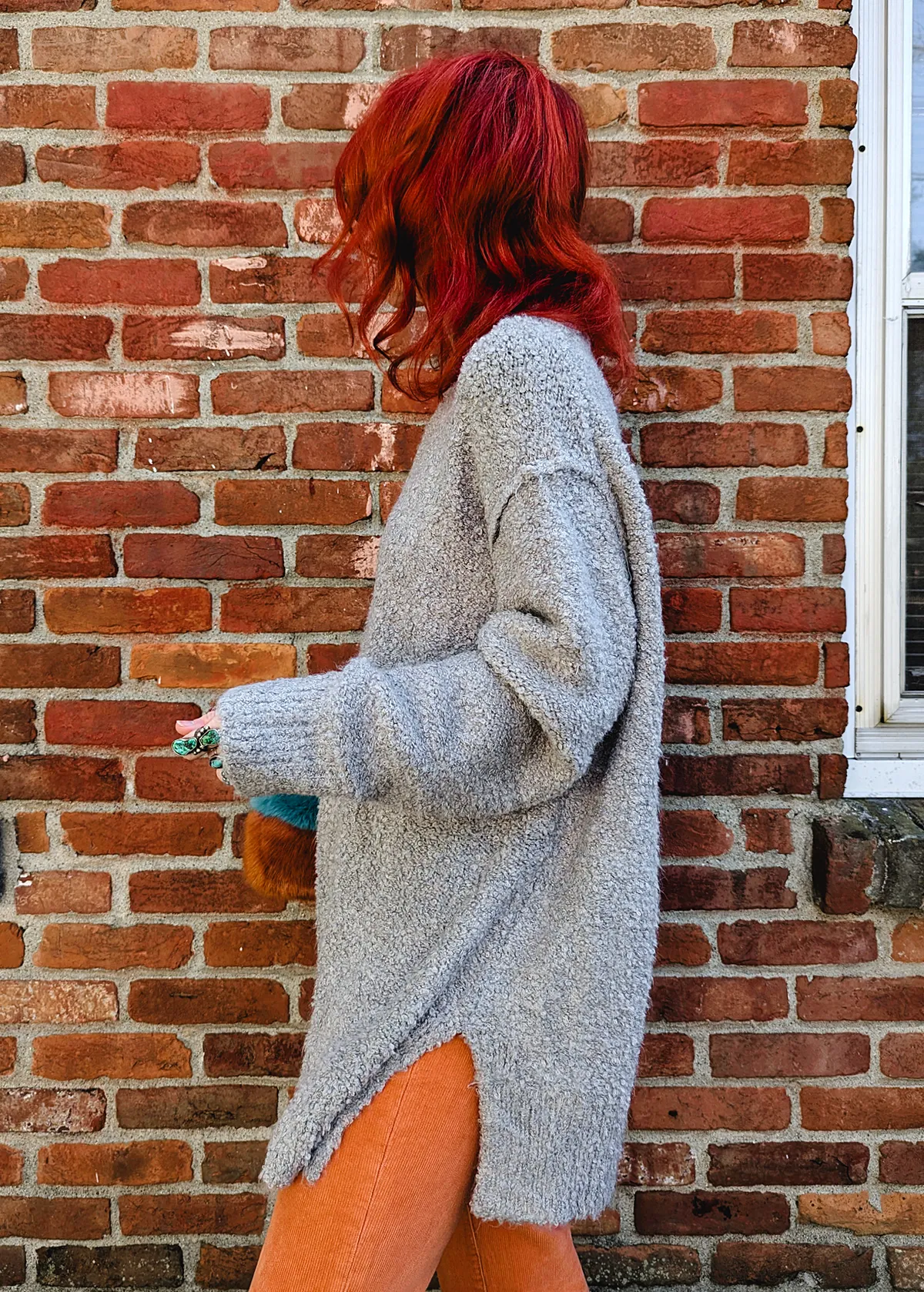 Cloudy Grey Nubby Knit Oversized Sweater