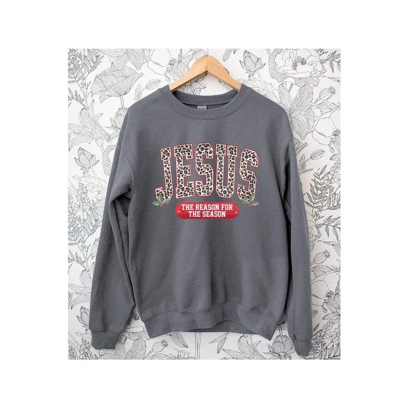 COLOR BEAR " JESUS, The Reason for season" Christmas Graphic Sweatshirt