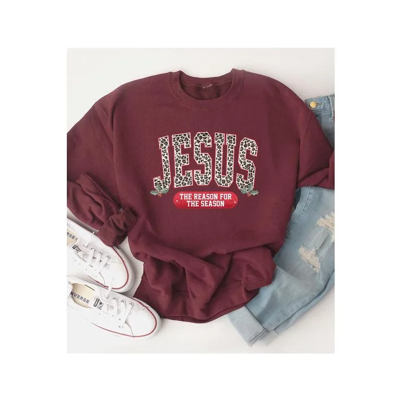 COLOR BEAR " JESUS, The Reason for season" Christmas Graphic Sweatshirt