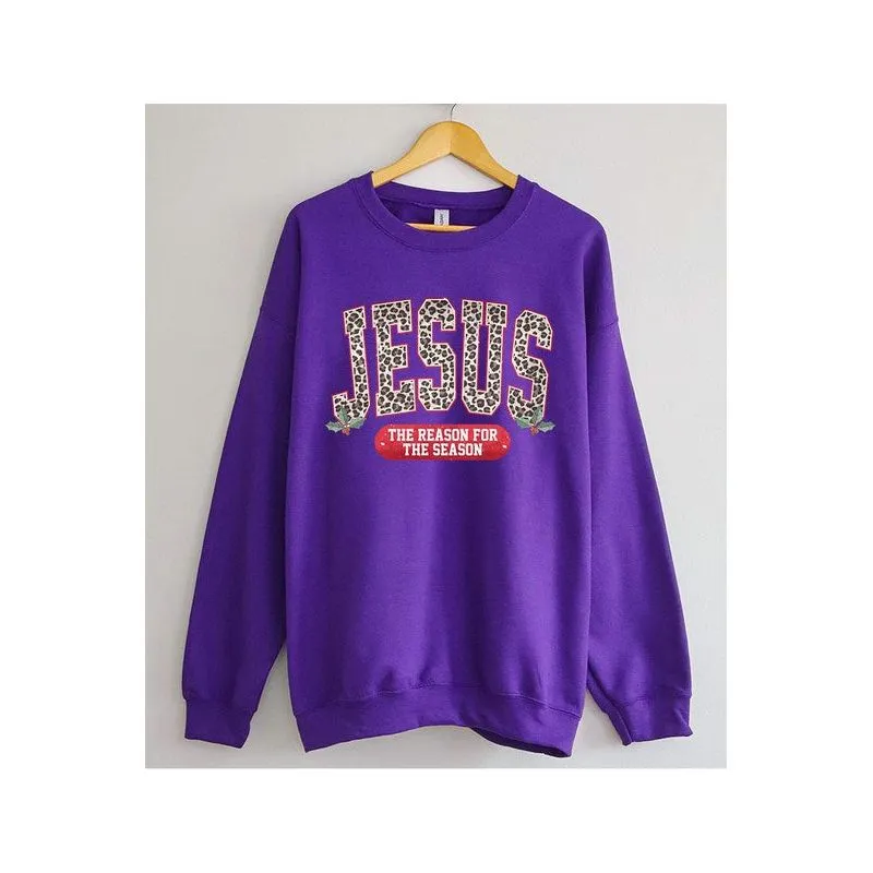 COLOR BEAR " JESUS, The Reason for season" Christmas Graphic Sweatshirt