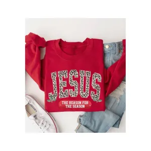 COLOR BEAR " JESUS, The Reason for season" Christmas Graphic Sweatshirt