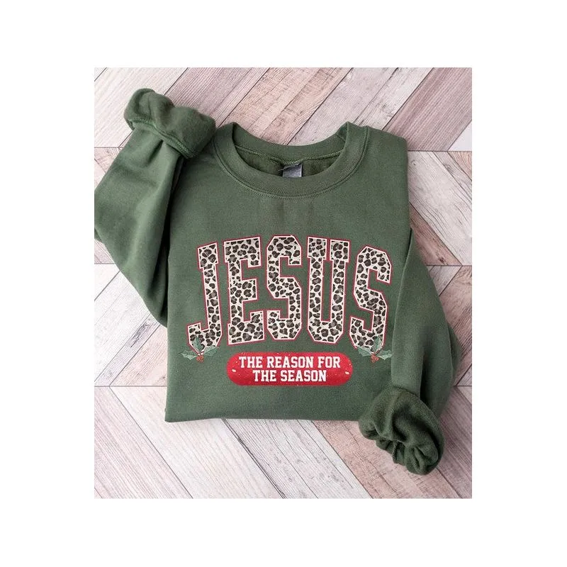 COLOR BEAR " JESUS, The Reason for season" Christmas Graphic Sweatshirt