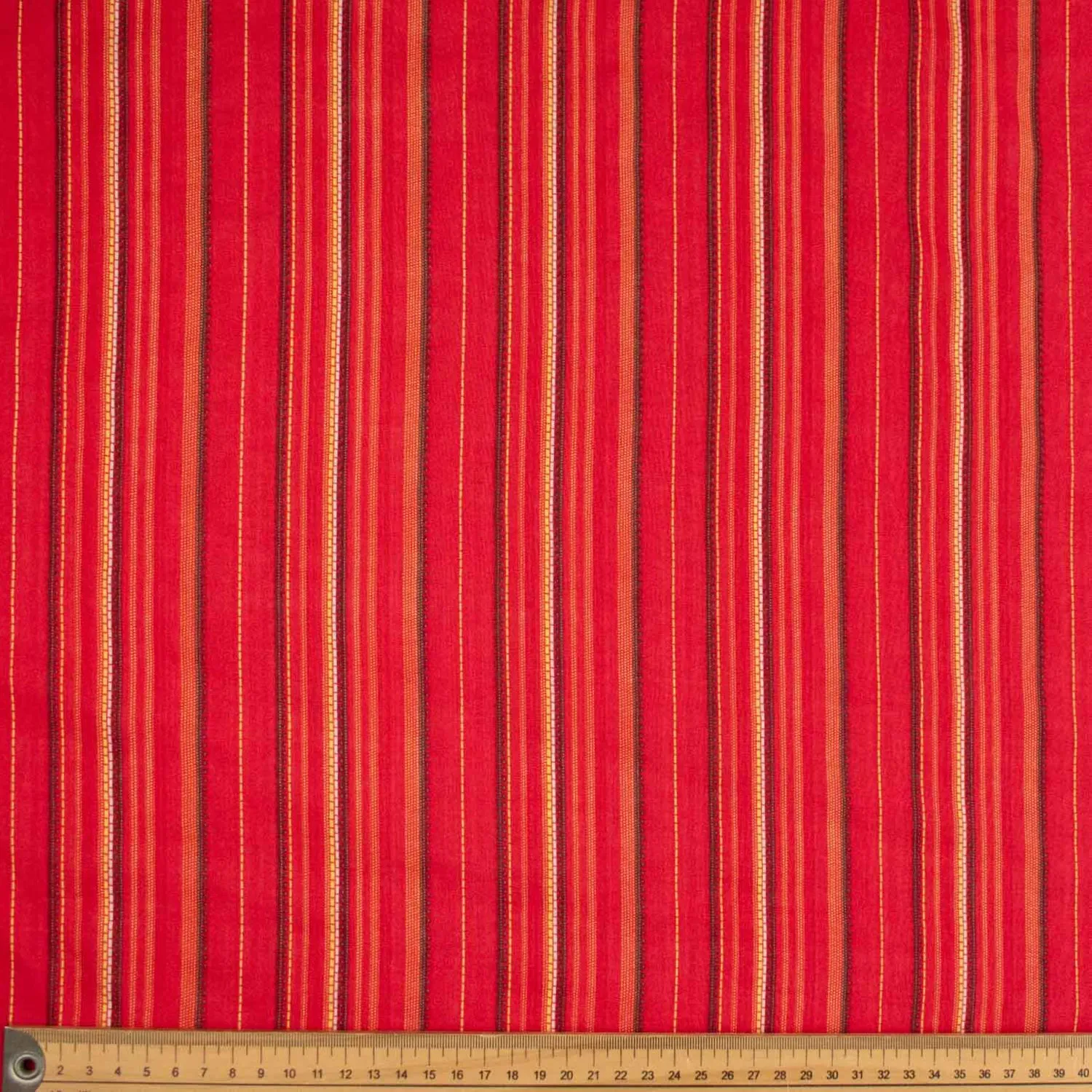 Cotton Linen Prints Yellow & Black Stripes on Red