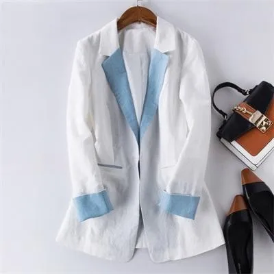 Cotton Linen Single Button Casual Blazer Suit