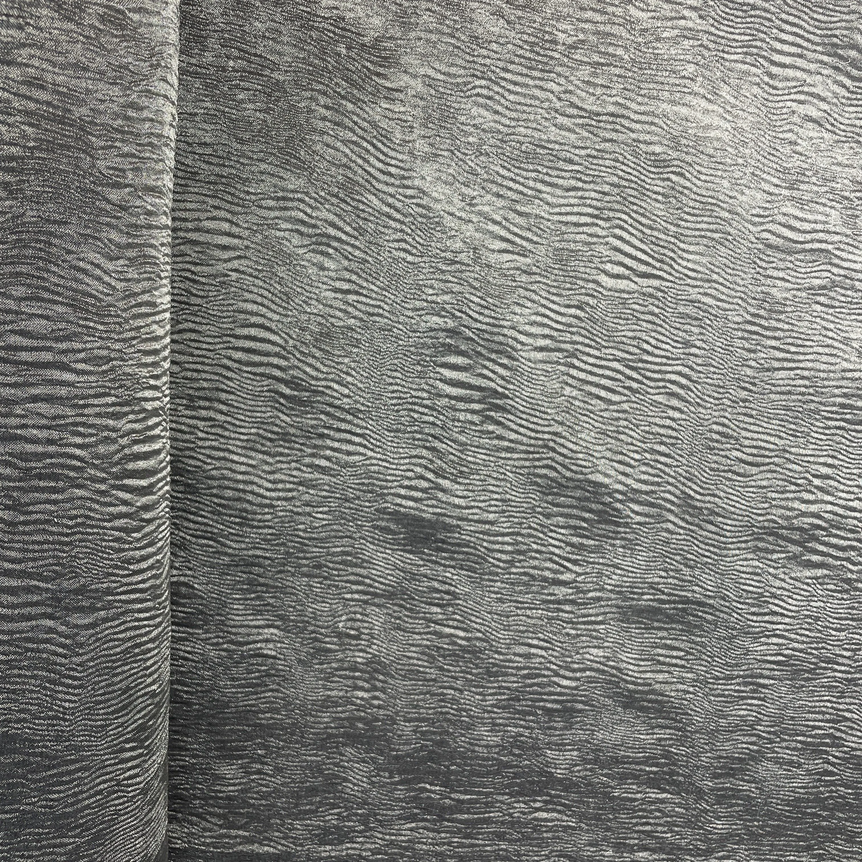 Dark Grey Solid Crushed Tissue Fabric 18769