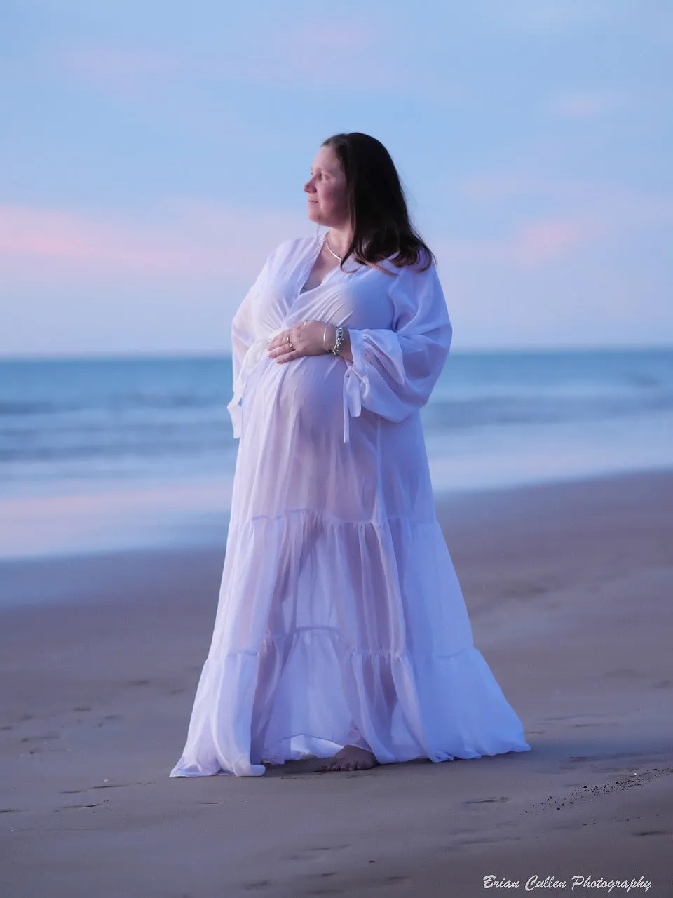 Dress Hire - Maternity Photoshoot Dresses - White Robe - DAY RENTAL