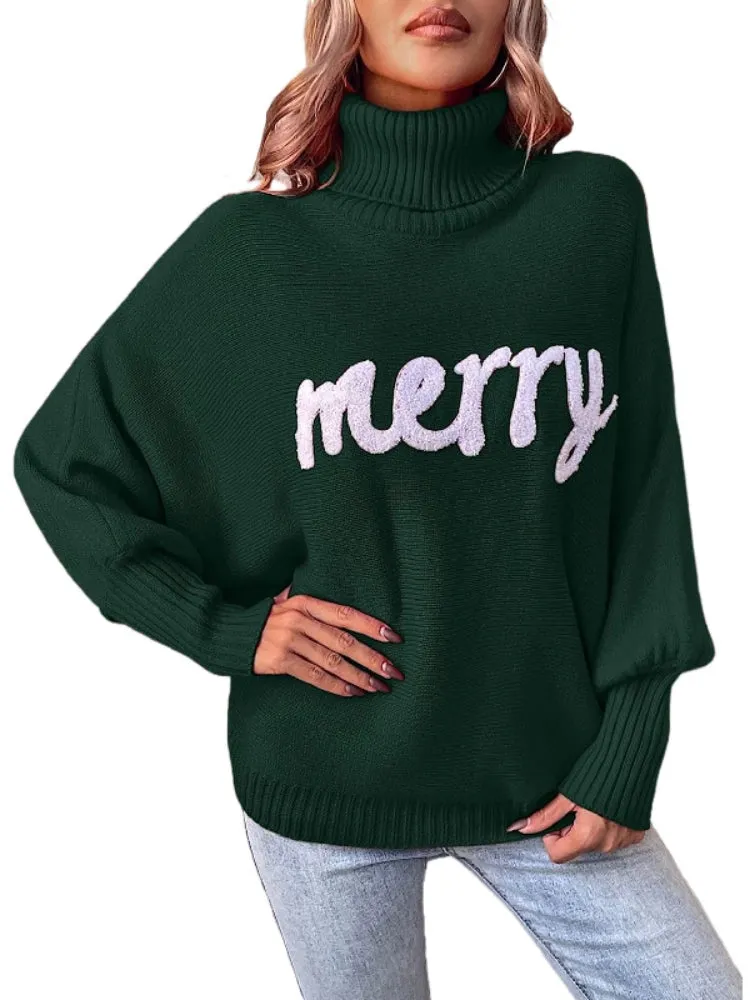 Festive Turtleneck Knit Sweater