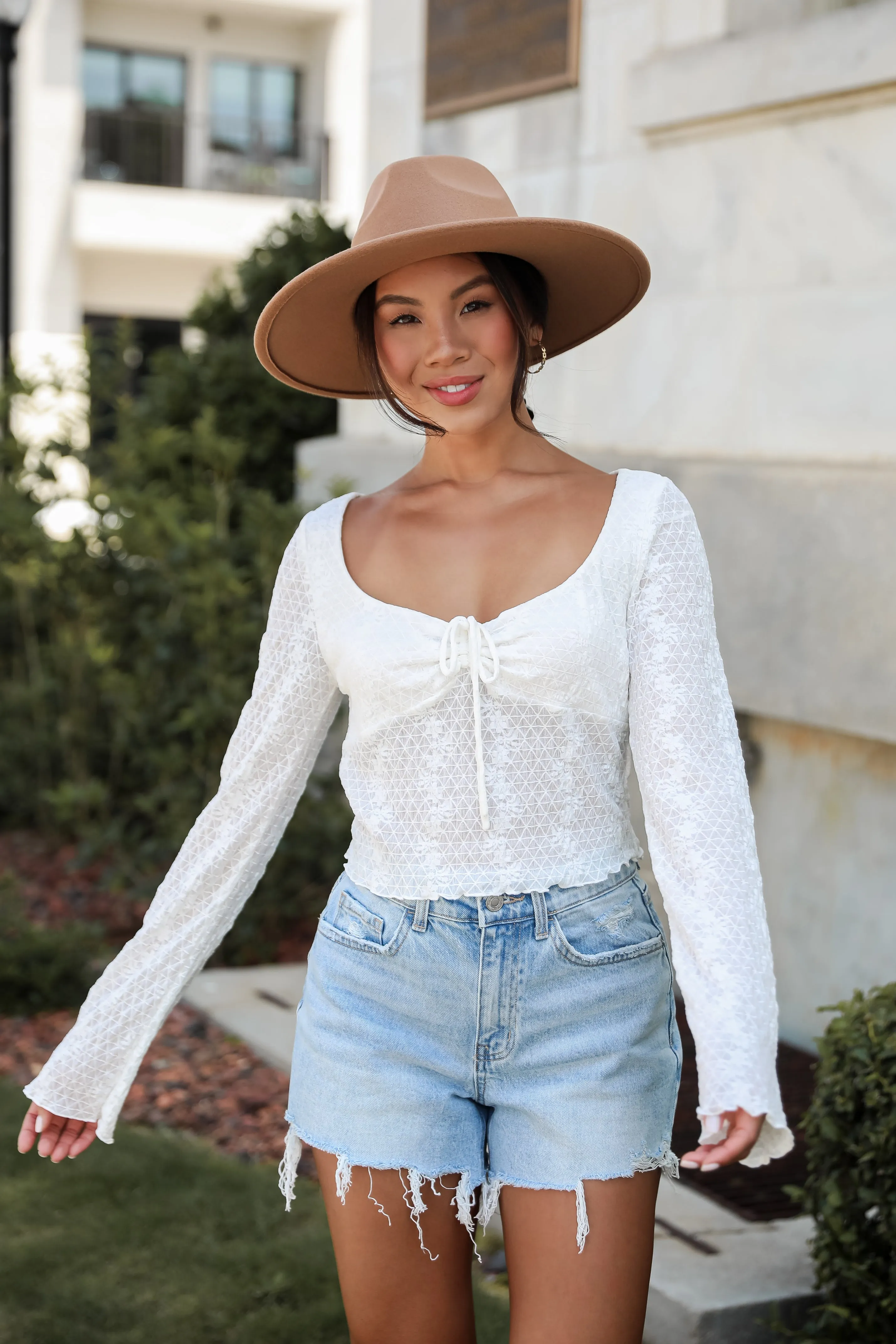 FINAL SALE - Trendsetting Cuteness White Mesh Blouse