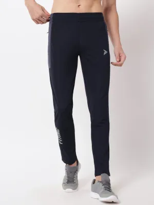 Fitinc Dobby Navy Blue Trackpant for Men