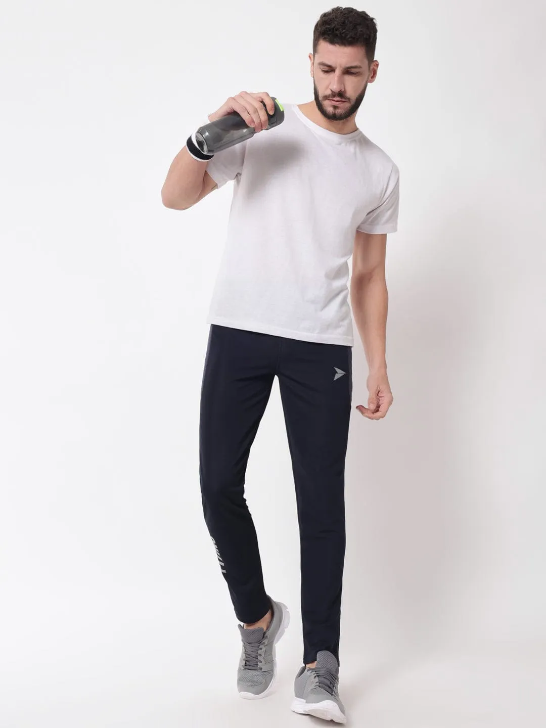 Fitinc Dobby Navy Blue Trackpant for Men