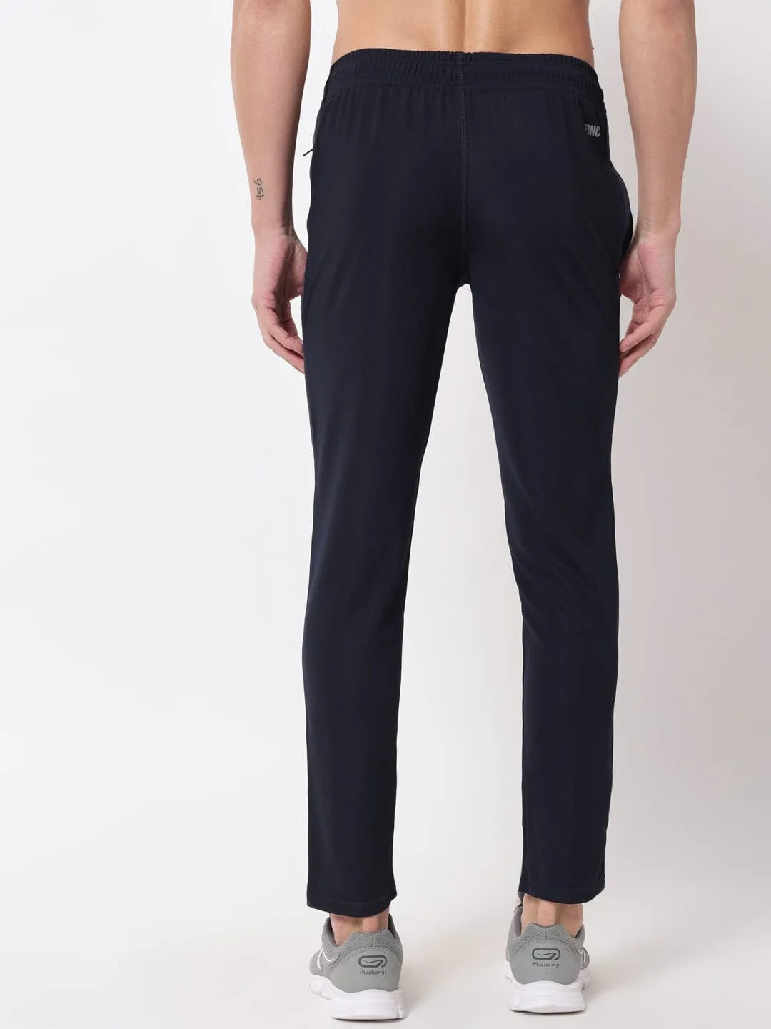 Fitinc Dobby Navy Blue Trackpant for Men