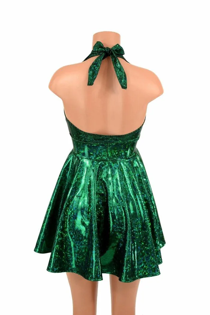 Green Kaleidoscope Halter Skater Dress