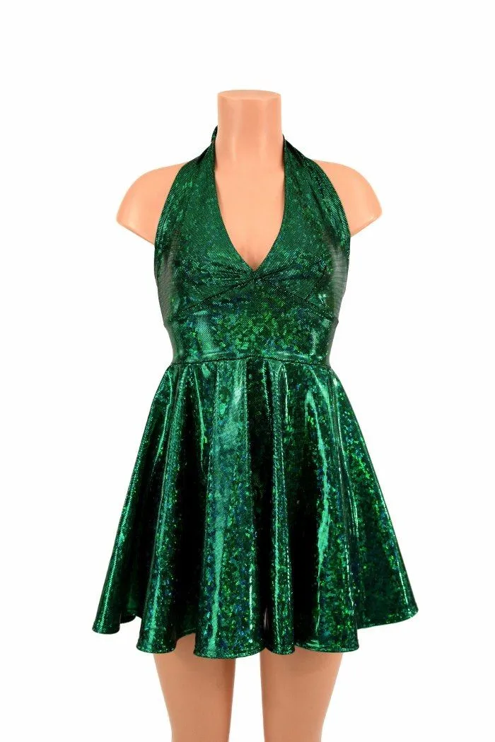 Green Kaleidoscope Halter Skater Dress