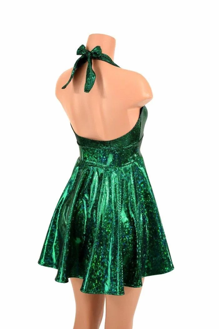 Green Kaleidoscope Halter Skater Dress