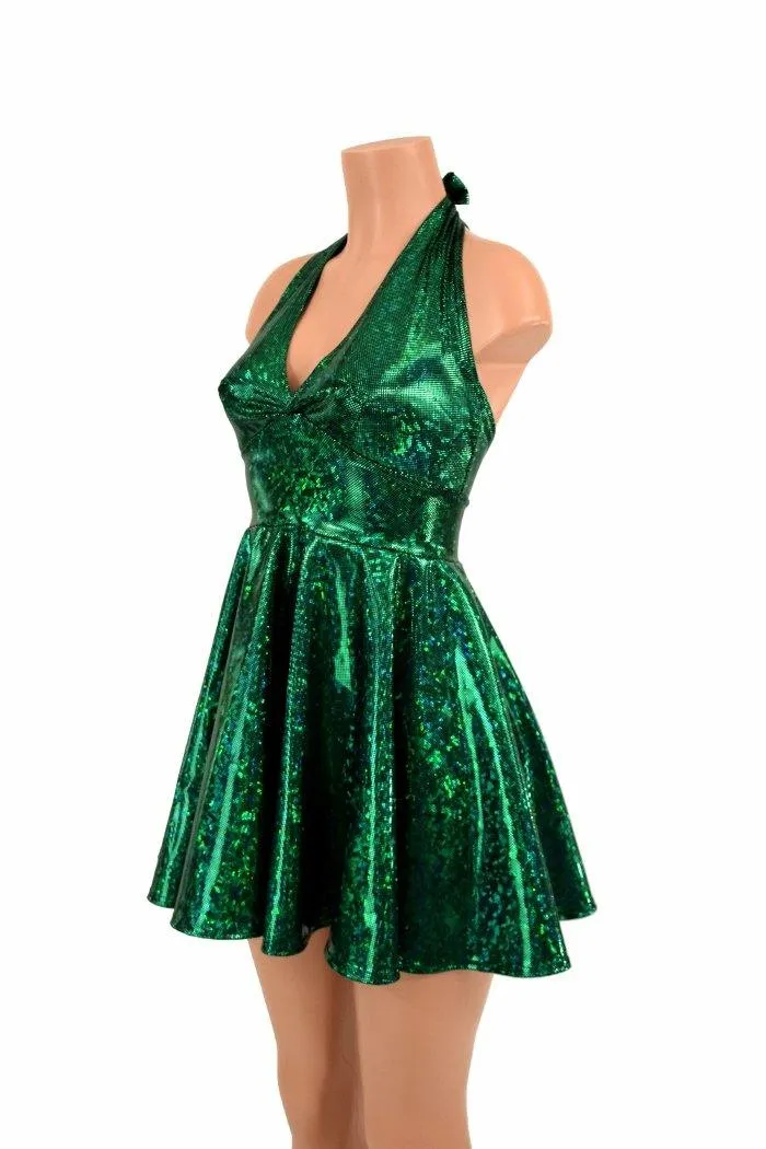 Green Kaleidoscope Halter Skater Dress