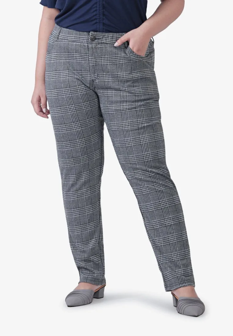 Holden Checkered Slim Cut Pants - Light Grey