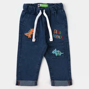 Infant Boys Denim Stretch Pant Dino-Mid Blue