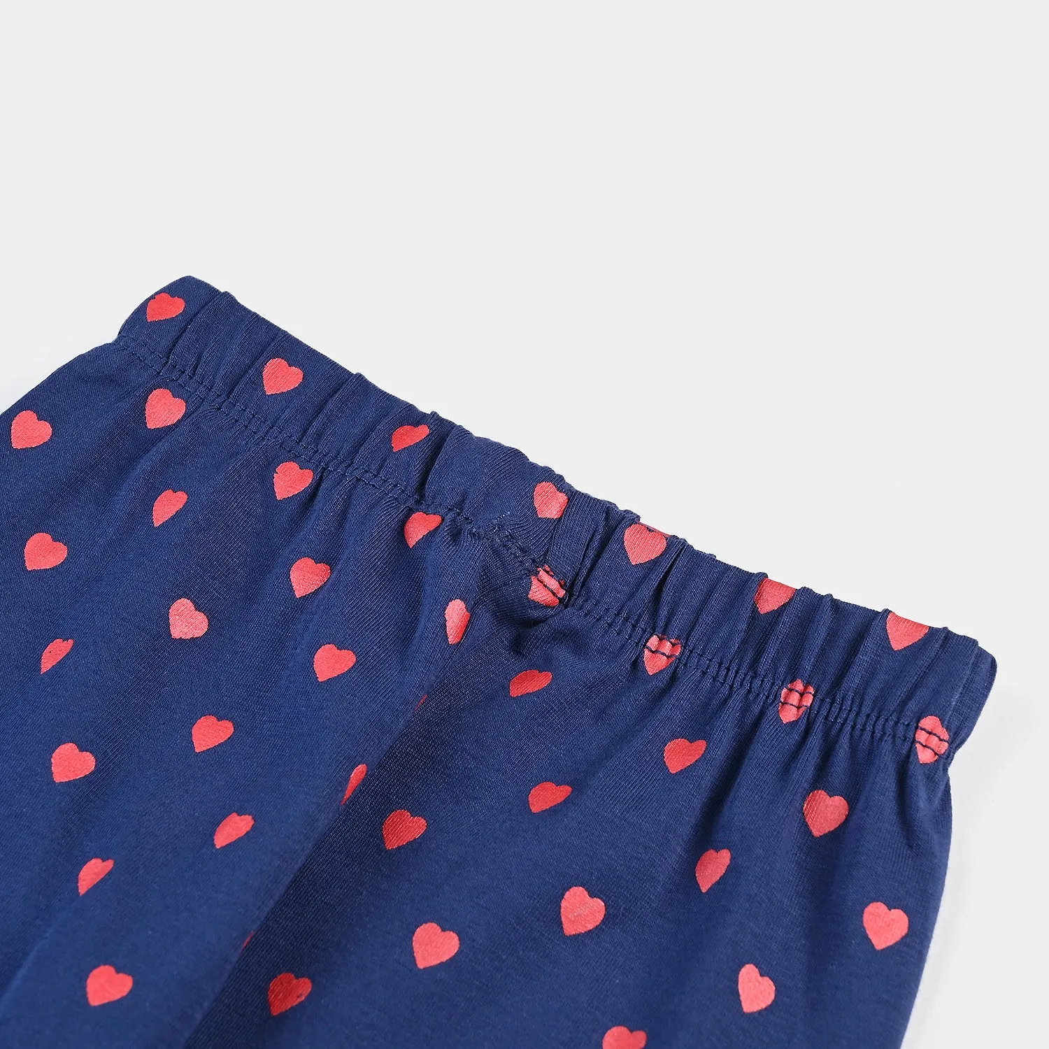 Infant Girls Lycra Jersey Printed Tights Hearts-NAVY