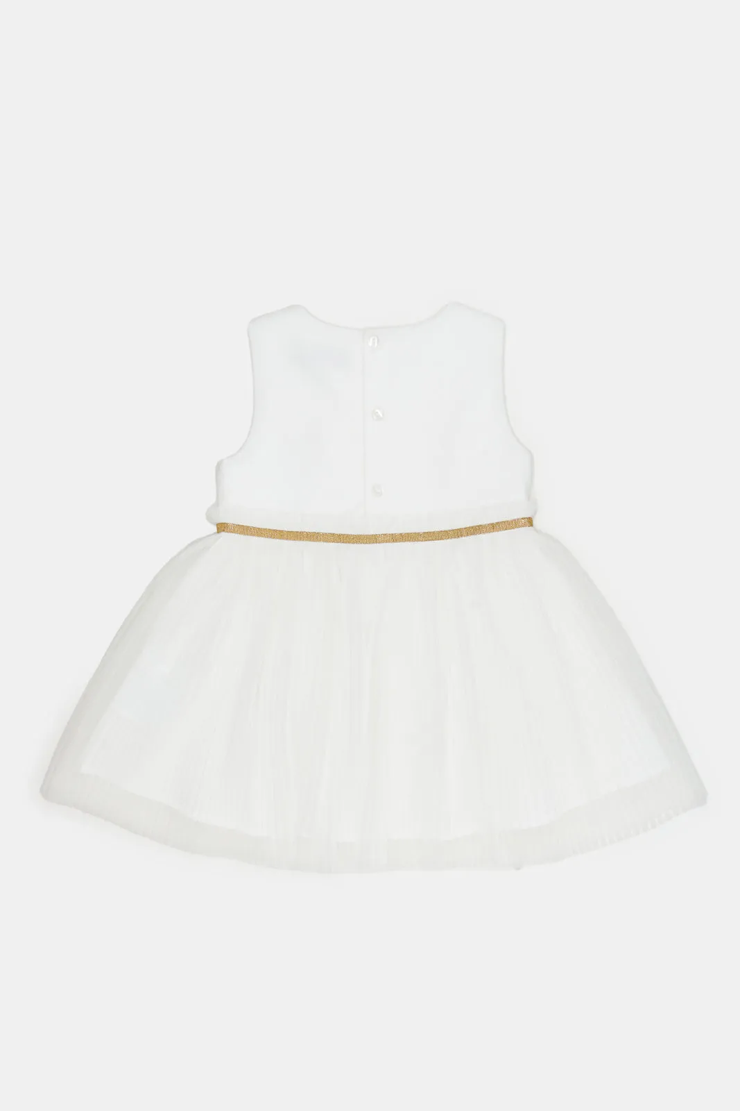 Infant Girls White Mesh Bottom Dress