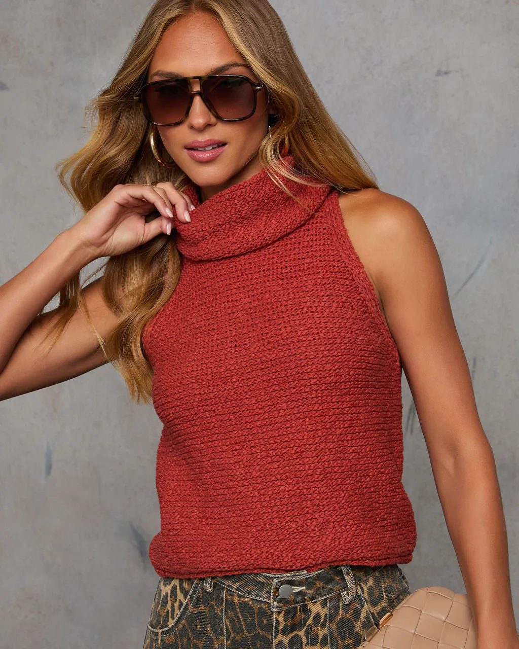 Karlah Sleeveless Turtleneck Top