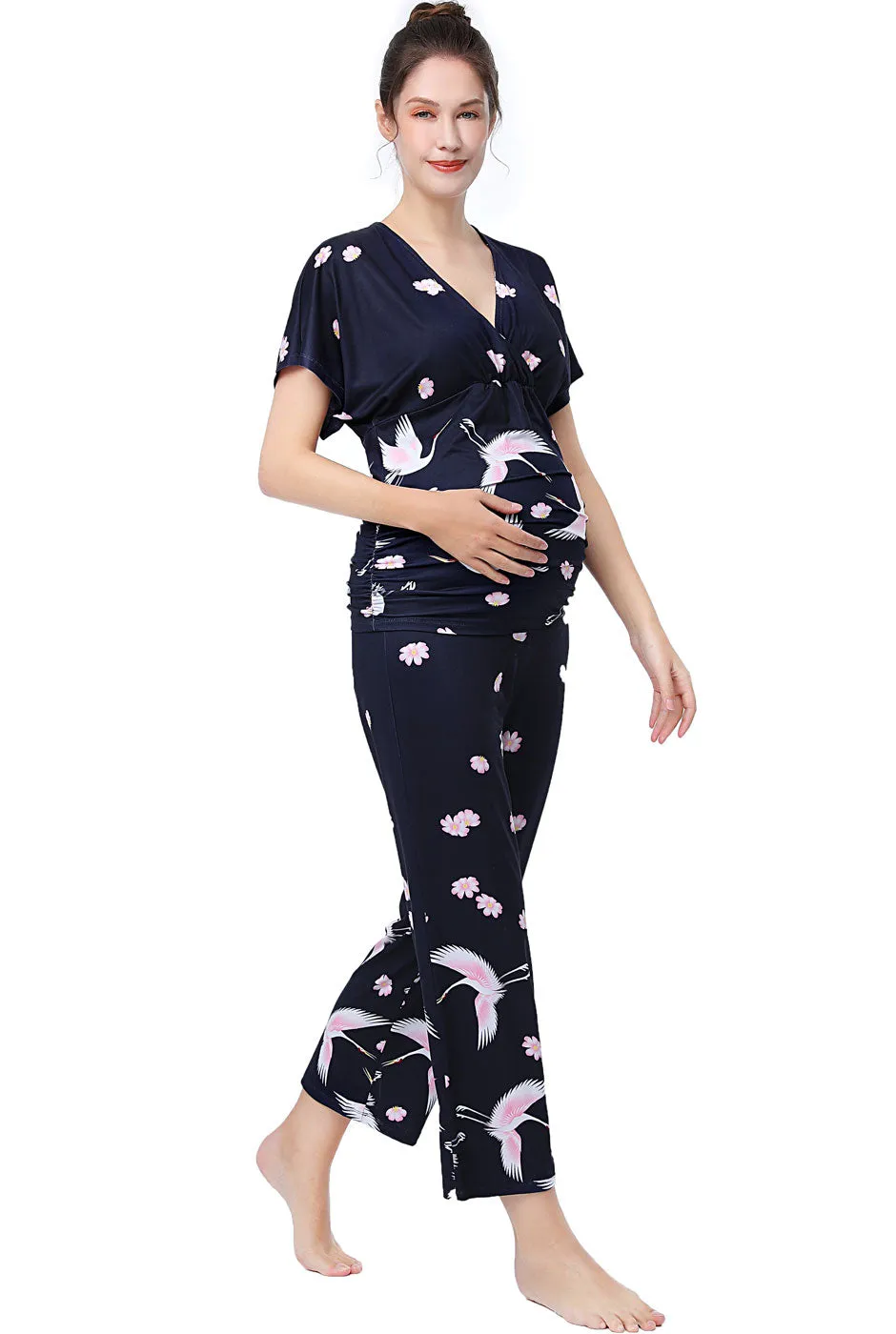 Kimi   Kai Maternity "Birdie" Nursing PJ Set