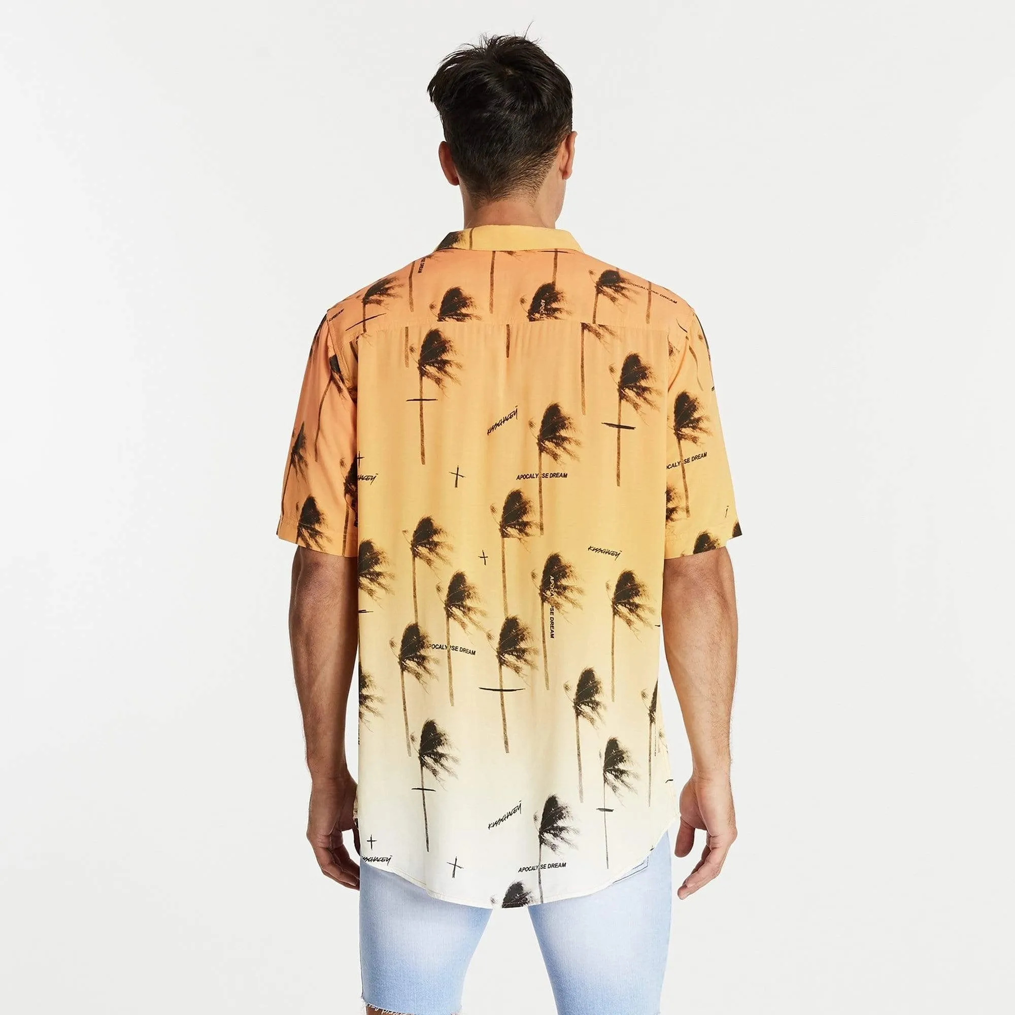 KISS CHACEY Mens Fires Relaxed Short Sleeve Shirt - Gradient Print