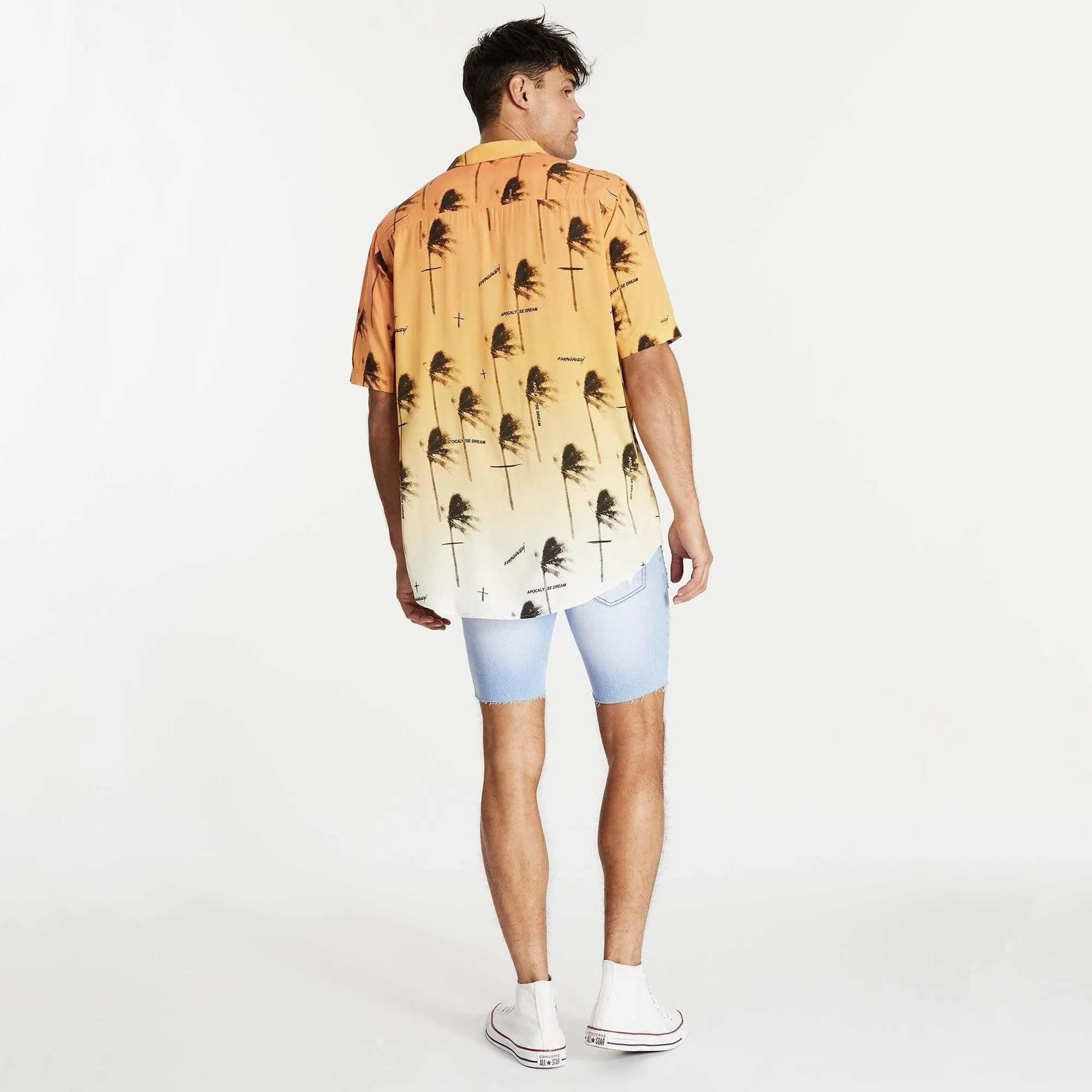 KISS CHACEY Mens Fires Relaxed Short Sleeve Shirt - Gradient Print