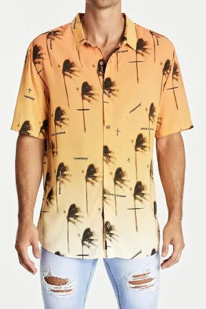 KISS CHACEY Mens Fires Relaxed Short Sleeve Shirt - Gradient Print