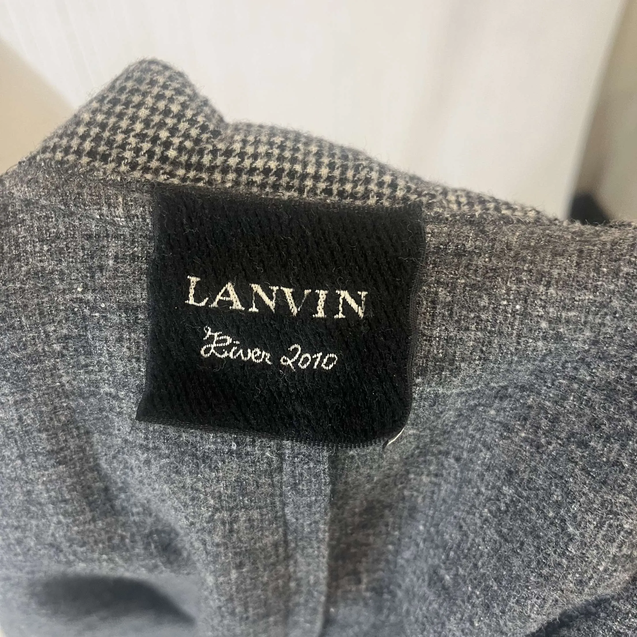 Lanvin Black & White Puppytooth Raw Edge Coat XS