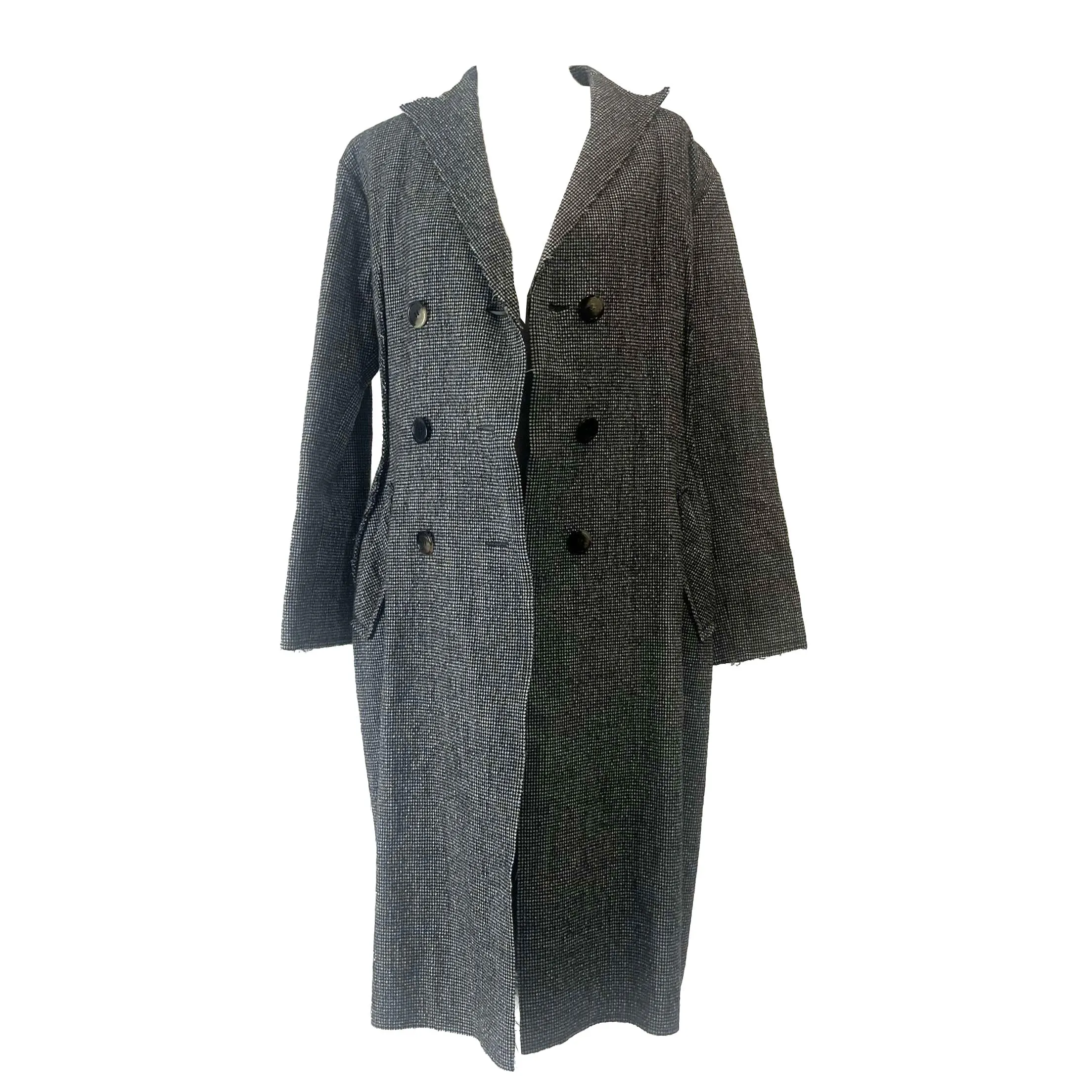 Lanvin Black & White Puppytooth Raw Edge Coat XS