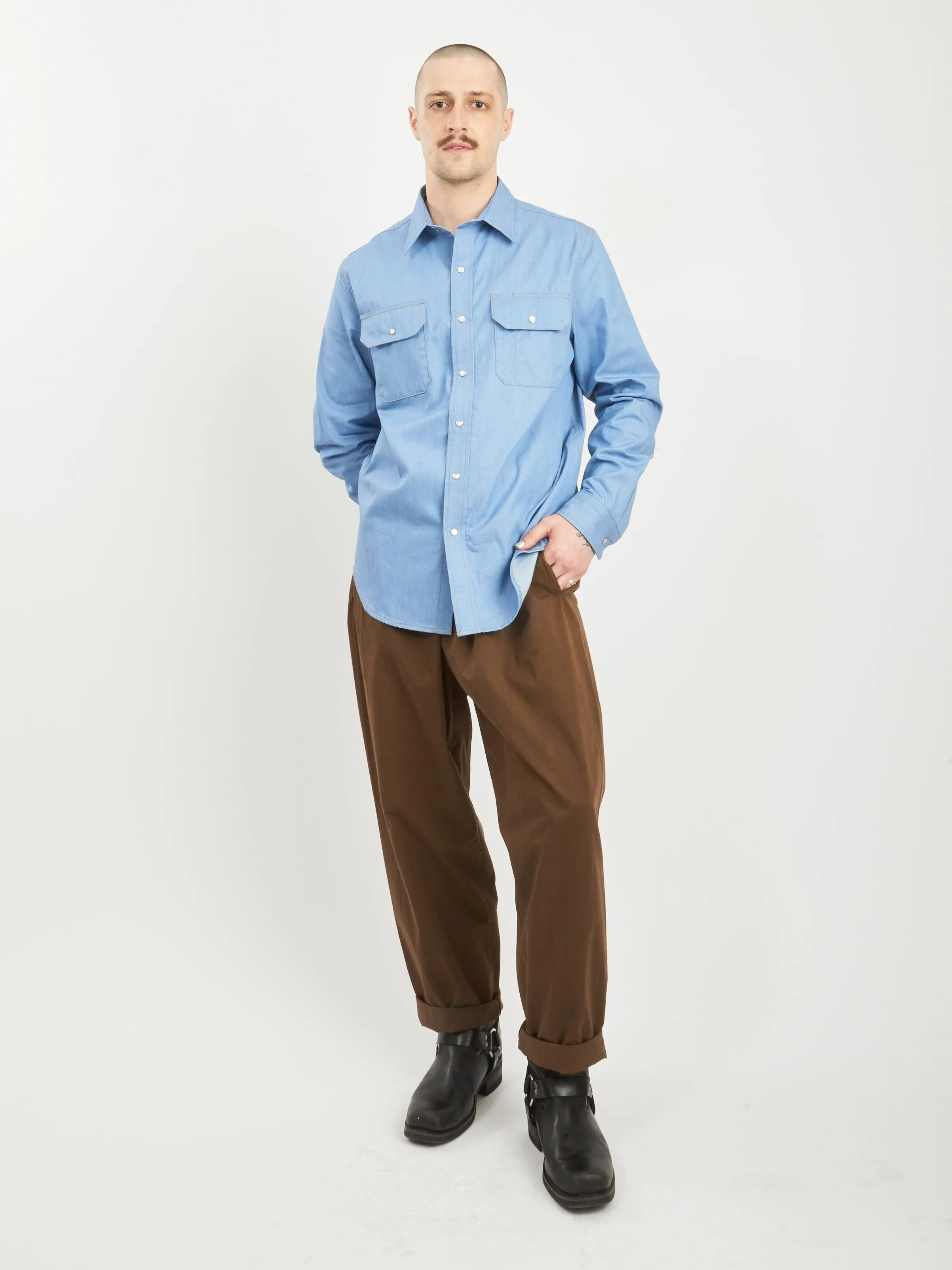 Light Indigo Chambray Drover Shirt