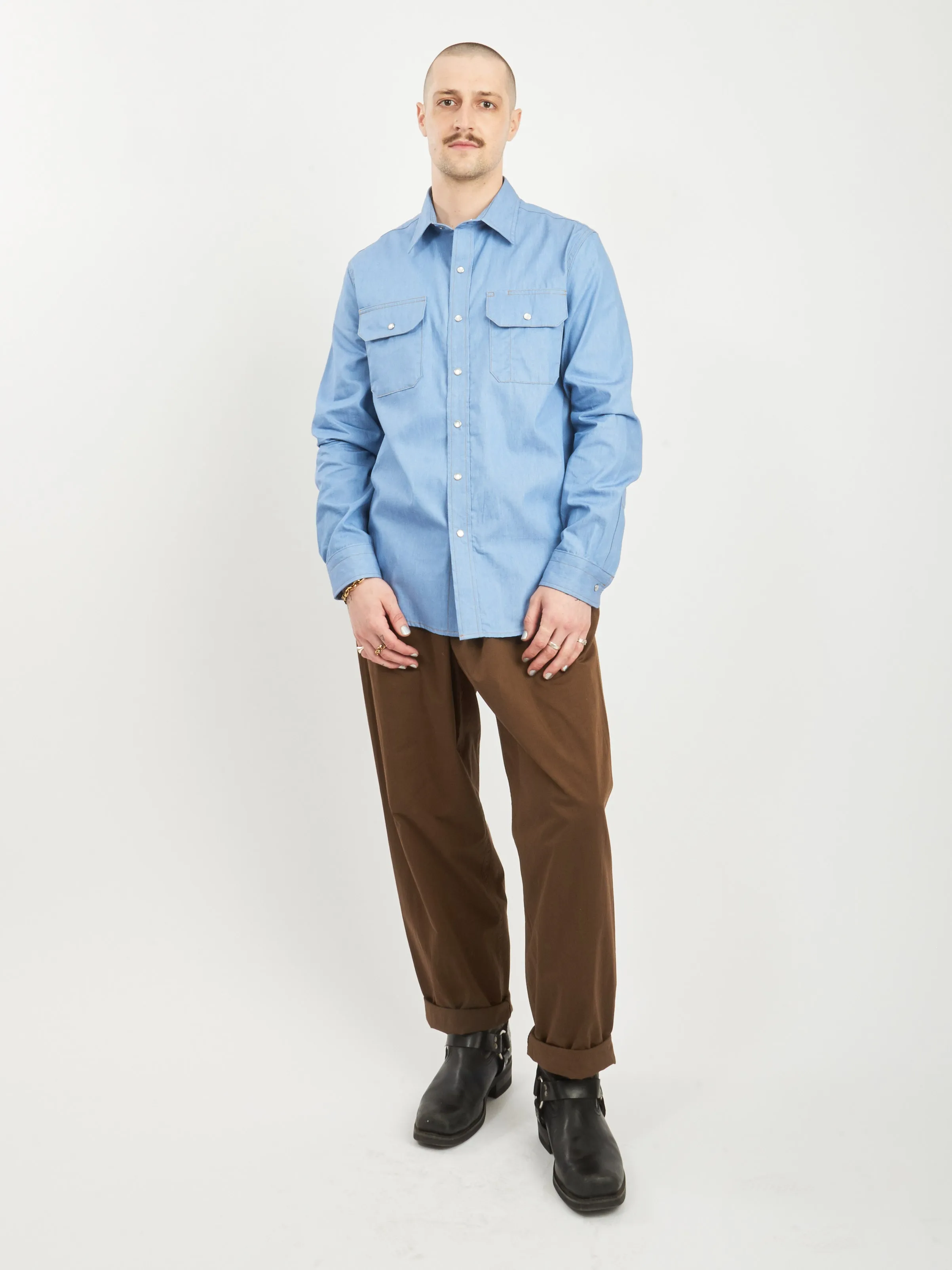 Light Indigo Chambray Drover Shirt