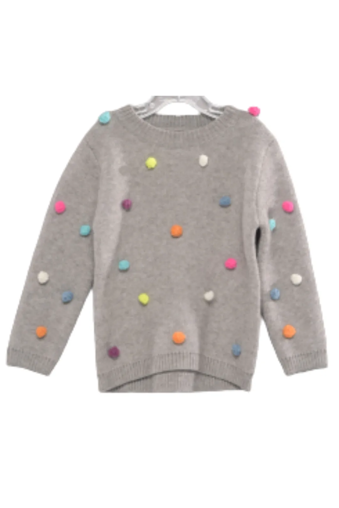 Little Girls Rainbow Pom Pom Knit Pullover