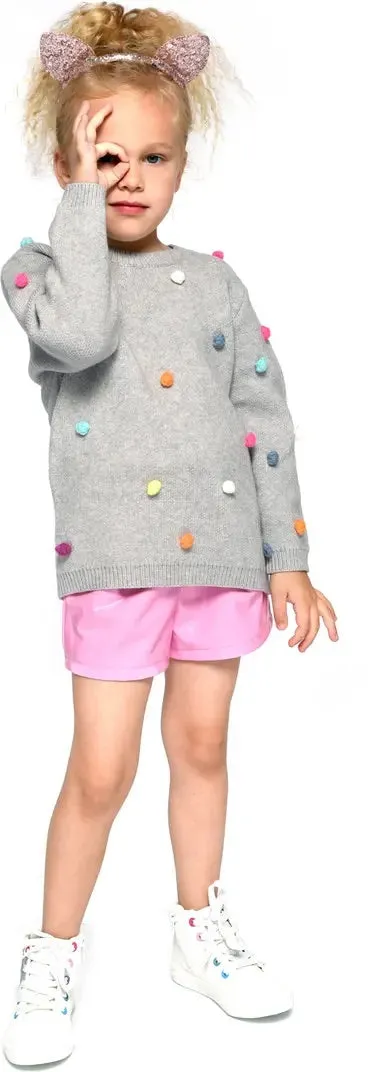 Little Girls Rainbow Pom Pom Knit Pullover