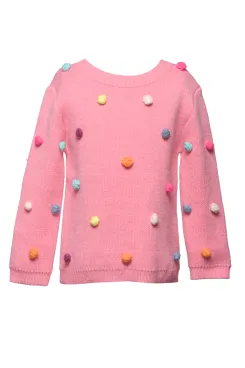 Little Girls Rainbow Pom Pom Knit Pullover